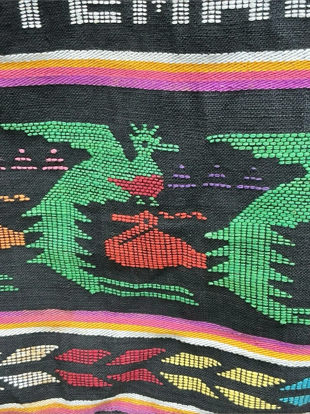 Vintage Guatemala Woven Tote Bag Padded Boho Artisan Festival Shoulder Bag